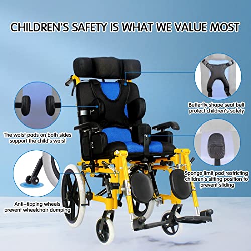 Cerebral Palsy Wheelchair for Children,Adjustable Headrest/Sitting