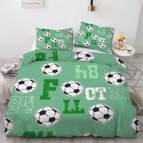 Funda Nórdica Cama 105 cm Microfibra Juego de Ropa de Cama 3 Piezas Funda de edredón 180x220 cm con Funda de Almohada 50x75 cm FúTbol Americano