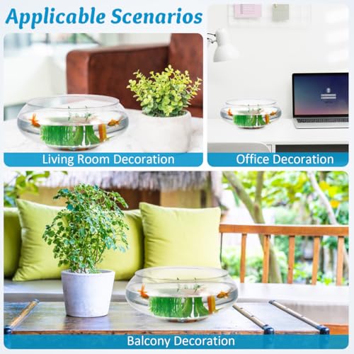 Image of Toddmomy 9.5 Inch Transparent Plastic Fish Bowls Set of 2 Small Round Aquarium Tanks for Desktop Home Office Wedding Decor
