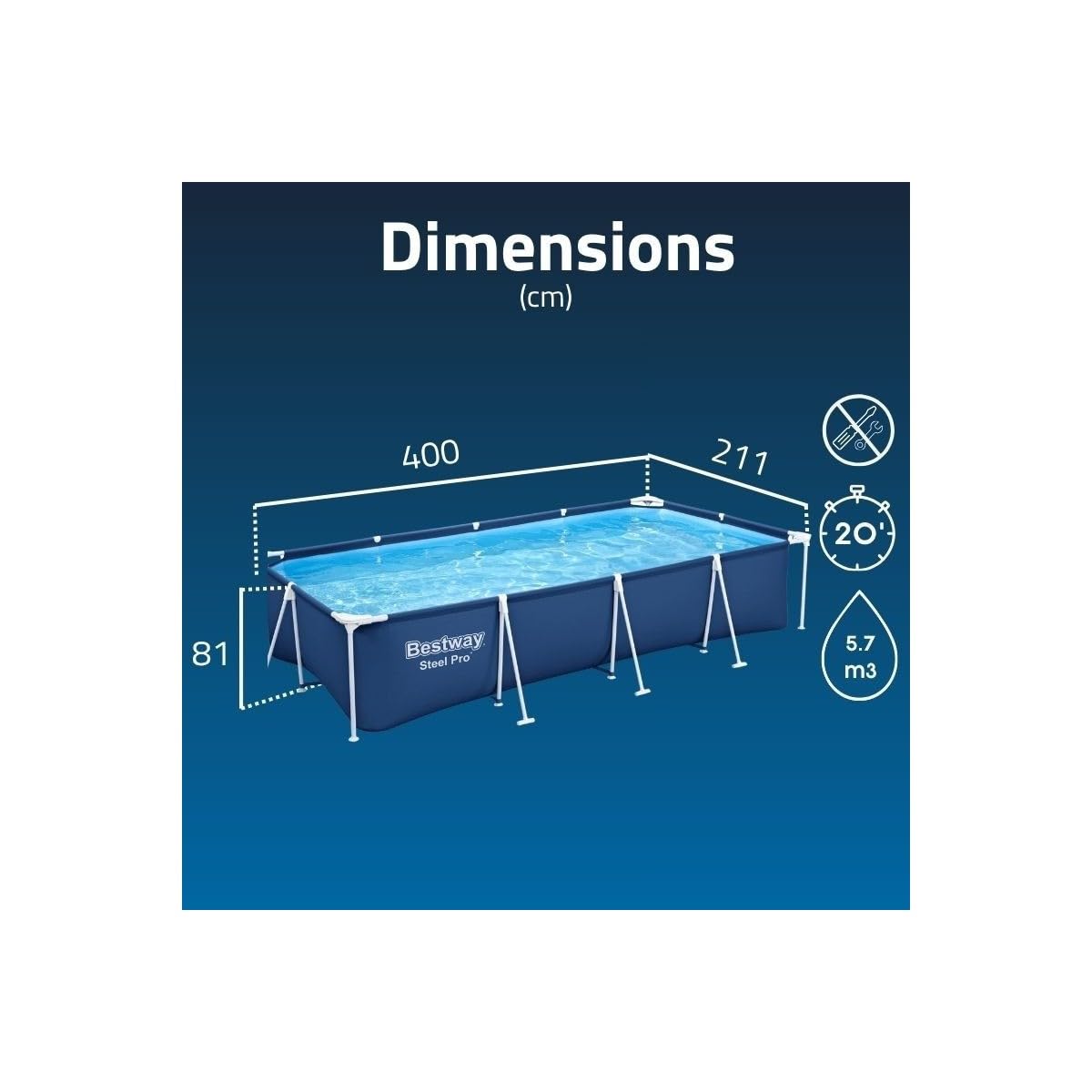 Bestway Piscine Splash Frame Pool Bleu 400 x 211 x 81 cm 56424