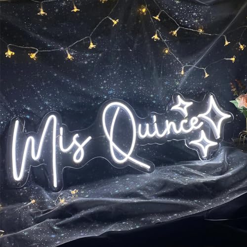 Image of Mis Quince Custom Neon Sign Light for Wall Decor,Quinceanera Neon Light Birthday Gift,Wall Art Neon Led Light Up Signs Personalized Mis Sign Gifts for Her,Size:50cm