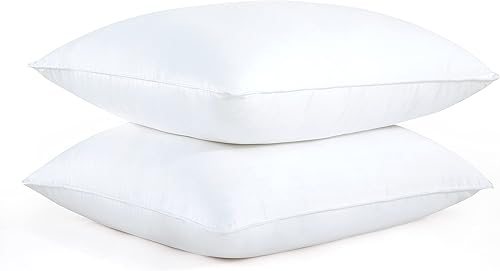 COZY ONE Juego de 2 almohadas de plumas de ganso, almohadas tamaño Queen, hechas en Estados Unidos, 100% algodón suave, almohada para dormir de