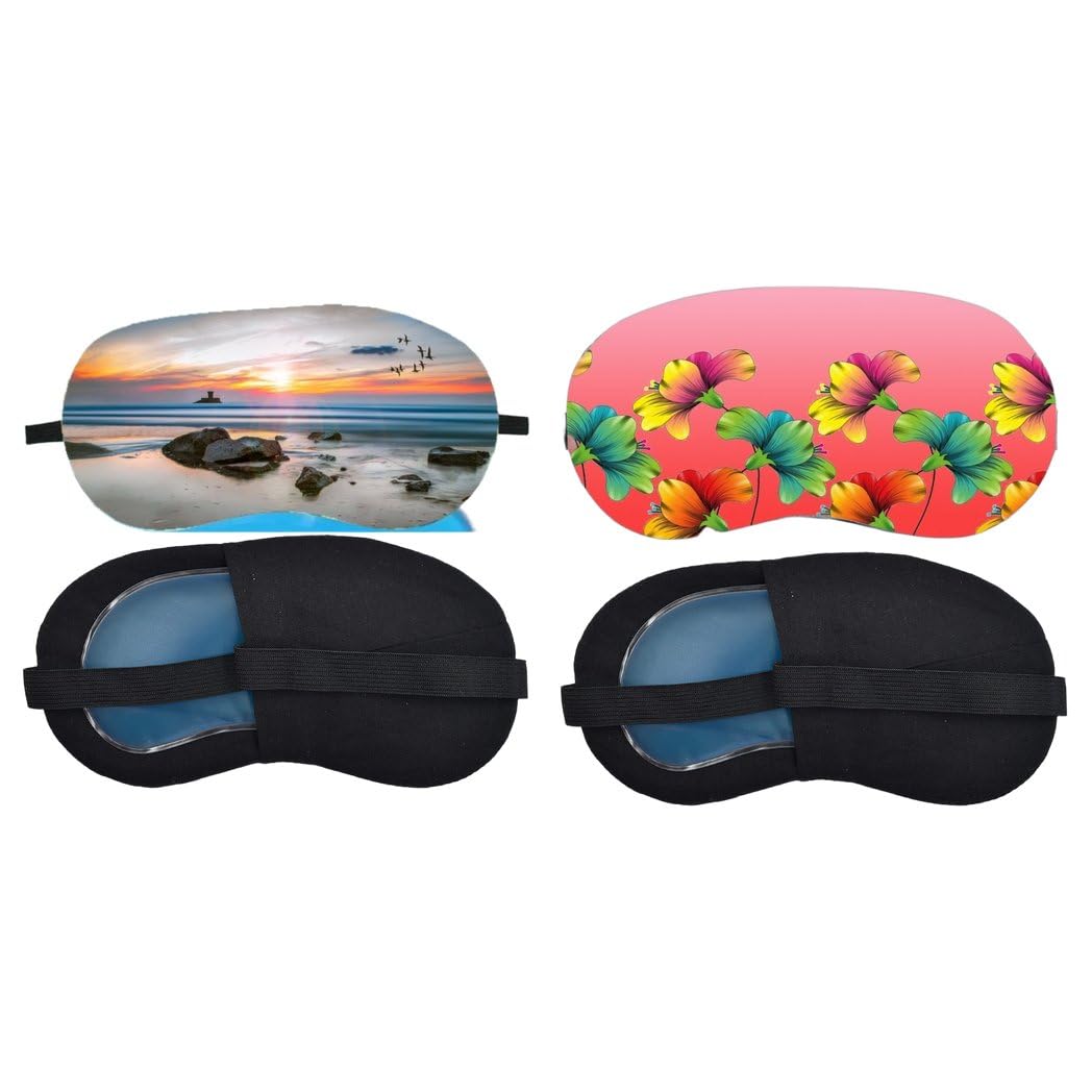 Aoxeria Sunset Beach, Tropical Hibiscus Sleeping Eye Mask Combo, Soft Comfortable Light-Blocking Eye Cover for Women, Men & Kids, Reusable Blindfold for Night Sleep, Nap, Travel, Flight (Pack of 2)-image-42