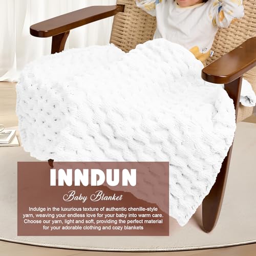 Image of INNDUN Blanket Yarn 8 Pack of 100g /3.5oz - White Chenille Yarn 6 Super Bulky - Knitting, Crocheting & Crafts Chunky Yarn
