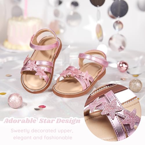 Image of Flaryzone Girls Sandals Open Toe Summer Flats Dress Sandals Shoes Toddler /Little Kid