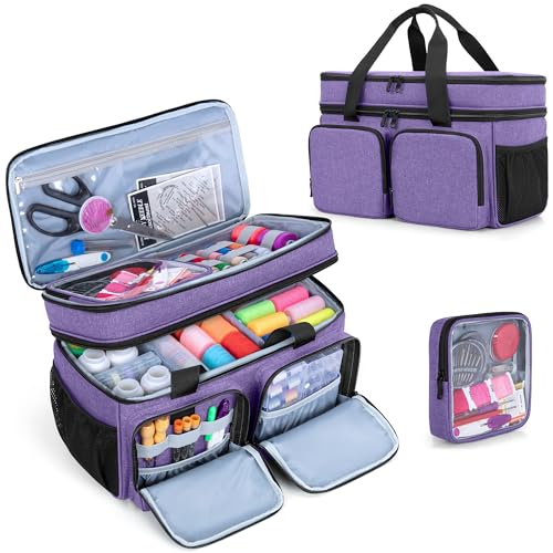 BAFASO Large Sewing Organizer Bag with an Individual Pouch and Detachable Dividers