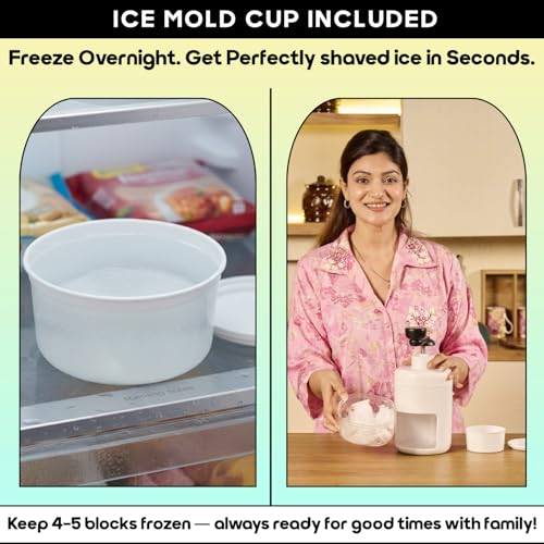 Image of InstaCuppa Manual Ice Shaver | Skip Street Vendors, Make Hygienic Gola & Slush at Home | Fluffy Shaved Ice in Seconds | Kid-Safe & Family-Friendly | No Electricity | Includes Ice Mold Cup
