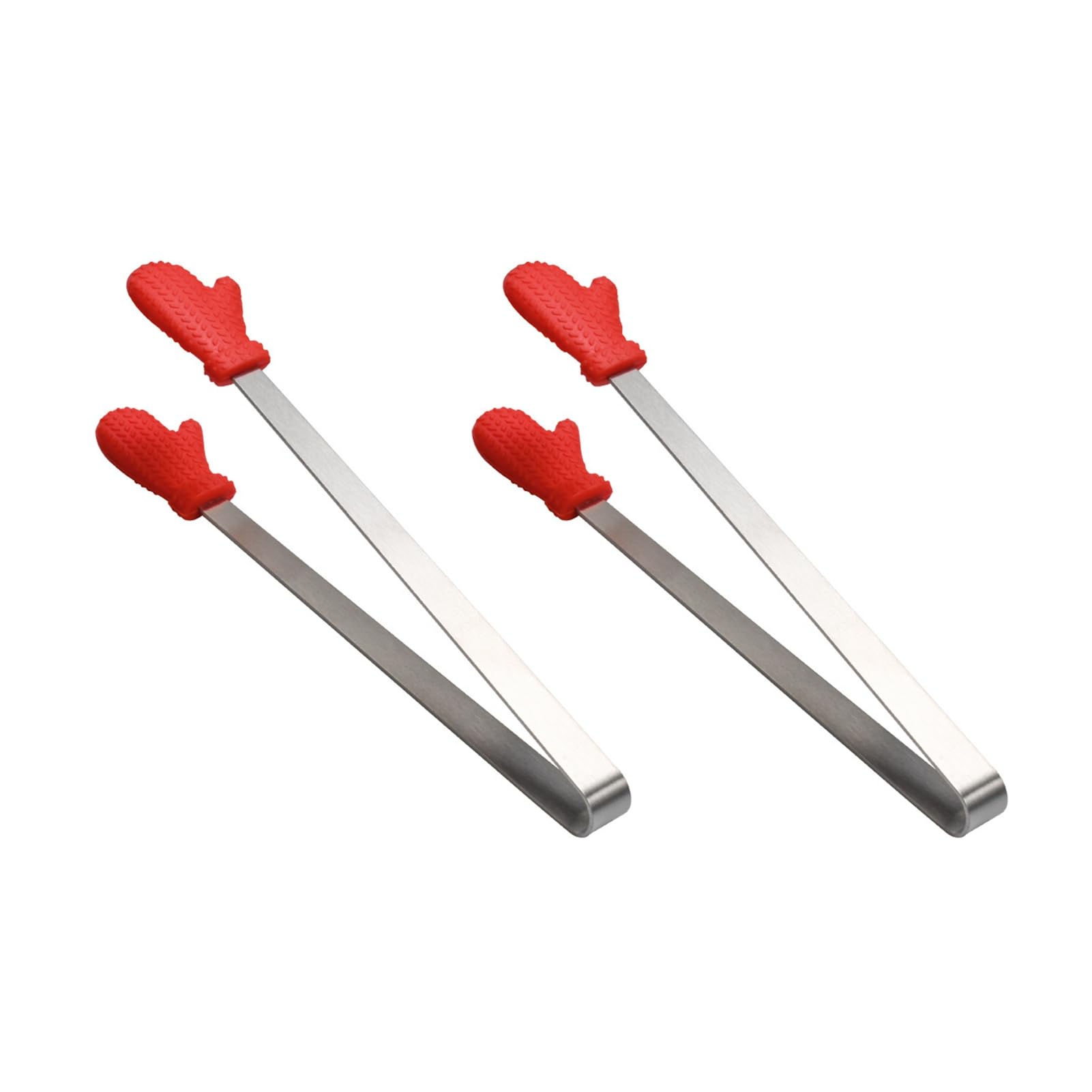2Pcs Mini Silicone Ice Cube Clip, Heart Glove Hand Shape Food Serving Tongs, Food Grade Stainless Steel Kitchen Tongs