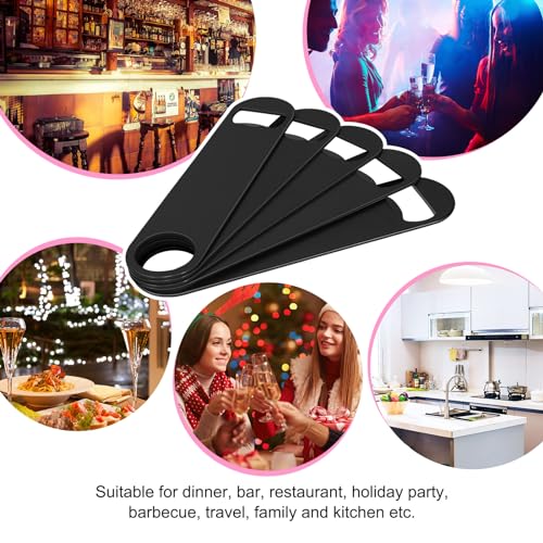 image for WEGAZ-5 Pack 7inch Black Stainless Steel Flat Beer Bottle Opener,Stain