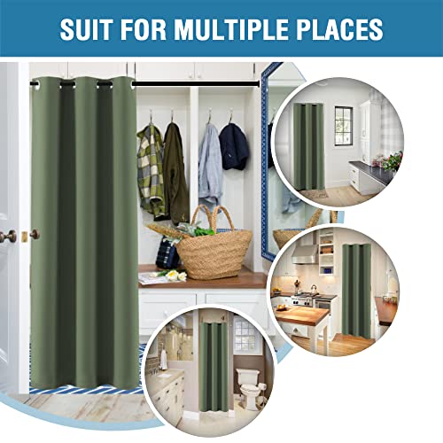 Image of H.VERSAILTEX Doorway Curtain Blackout Closet Door Curtain Room Divider Window Treatment Curtain for Bedroom Thermal Insulated Privacy Drape Soundproof Grommet, 42 x 80 inches, 1 Panel, Bronze Green