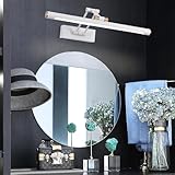 Lámpara de Pared LED con Espejo para Interiores, con Brazo Extensible, rotación de 180°, Moderna, Resistente al Agua, para Dormitorio y baño (luz Blanca cálida, 43 cm) (luz Blanca y Negra, 58 cm)