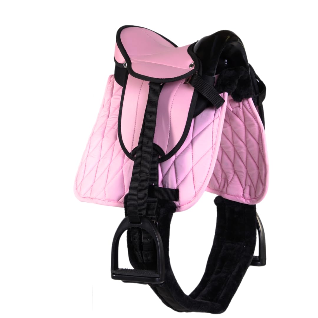 PFIFF 103120 Sattelset „Pro“ für Spiel- oder Holzpferde, Komplettset für Kinder, Kindersattel, Spielsattel, Set in Einheitsgröße, Rose