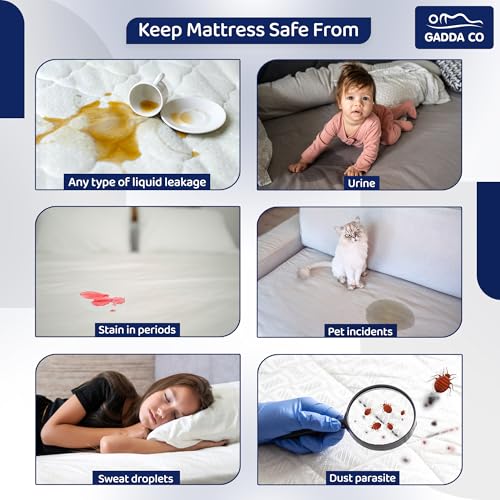 Image of GADDA CO 100% Waterproof Mattress Protector | Ultra-Soft Cotton Feel, Breathable & Hypoallergenic Fitted Bed Cover, Noiseless & Durable Protection - Queen Size 72x60 in, Grey (Pack of 1)
