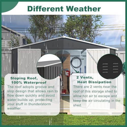 Ballcast1012ftoutdoorstorageshedmetalwaterprooftoolshedswithlockandkeyheavydutyshedsunitwdoorsandventsgalvanizedsteelgardenhouseforstoringbicyclesbarbequesblack Urban Country Home Decor Ball cast 1012 ft outdoor storage shedmetal waterproof tool sheds with lock and keyheavy duty sheds unit wdoors and ventsgalvanized steel garden house for storing bicyclesbarbequesblack urban country home decor