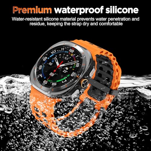 Image of Compatible with Samsung Galaxy Ultra Watch Strap, Double-colored Soft Silicone Galaxy Watch Ultra Strap Adjustable Rugged Sport Bands for Galaxy Ultra Watch 47mm Men Women(NO WATCH)