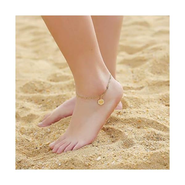 Memorjew-Initial-Ankle-Bracelets-for-Women-14K-Gold-Plated-Double-Layered-Initial-Anklets-Jewelry-for-Women-Teen-Girls Memorjew Ankle Bracelets, 14K Gold Plated Layered Letter A Initial Anklets for Summer Foot Jewelry Gifts for Women Teen Girls