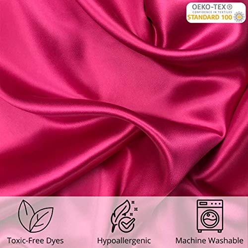 Celestial Silk 100% Pure Mulberry Silk Pillowcase Premium 25 Momme For Hair And Skin, Hypoallergenic Charmeuse Silk Weave On Both Sides - Hidden Zipper Closure (King, Hot Pink) #TOP1