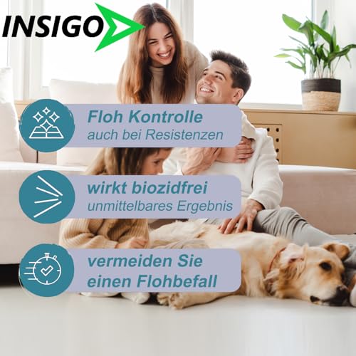 NEU Biozidfreies Flohmittel für Hund 500ml – Flohabwehr – Effektives Mittel für Flöhe im Haus – Flee Spray & Flohspray für Katzen – Floh Abwehr-Lösung von INSIGO