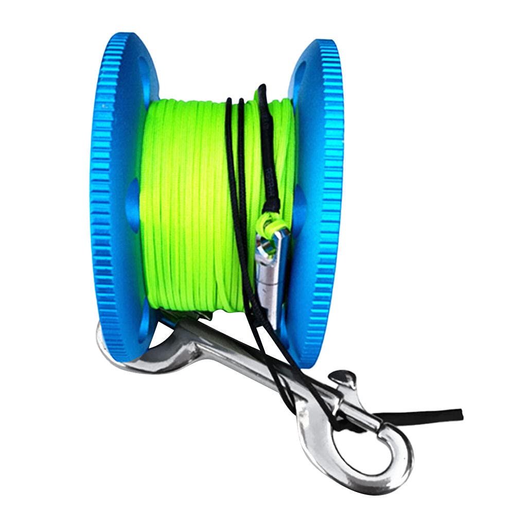 Sharplace Tauch-Fingerrolle, Mini-Tauchrolle mit Doppelkarabiner, Tauchschnurspule, 50 Meter langlebige Tauch-Fingerrolle, tragbares Gürtel-Tauchzubehör zum Schnorcheln, Tauchen, Angeln