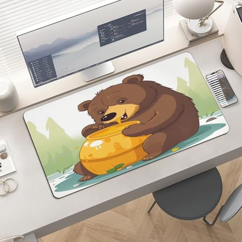 Bear Eats Honey desk pad base de goma grande miniatura 6