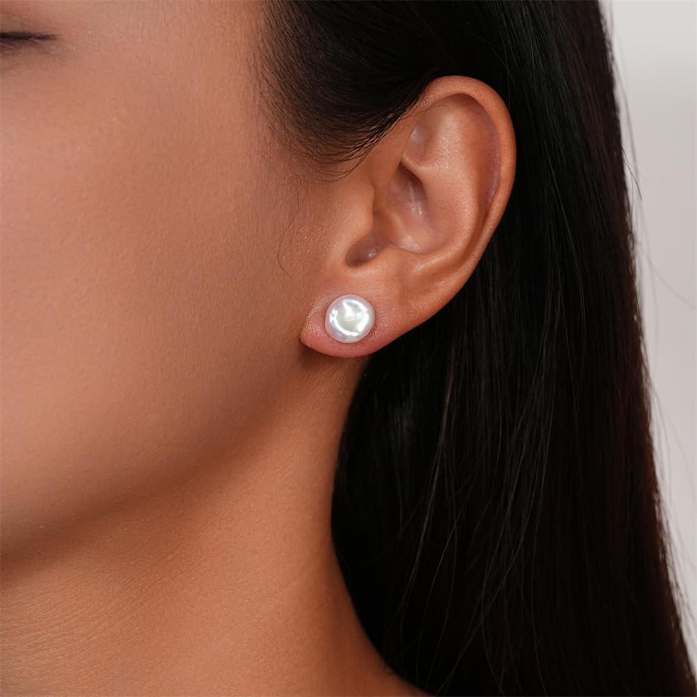 JaruJaru Orecchini a perno in stile barocco/Keshi, con perle d'acqua dolce irregolari, da piccole a grandi, in argento Sterling 925, ipoallergenici, per donne/uomini, con perle organiche uniche non