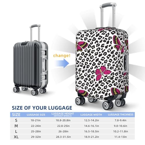 pink butterfly Leopard print Travel Luggage Covers - Elasticity Suitcase Covers Protector for Luggage 18-32 Inch2
