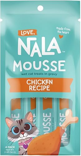 LOVE, NALA Lickable Cat Treats Squeeze Up, Sachet Chicken con prebióticos mousse, Puré Wet Cat Treats - Golosinas para gatos sin granos lamibles,