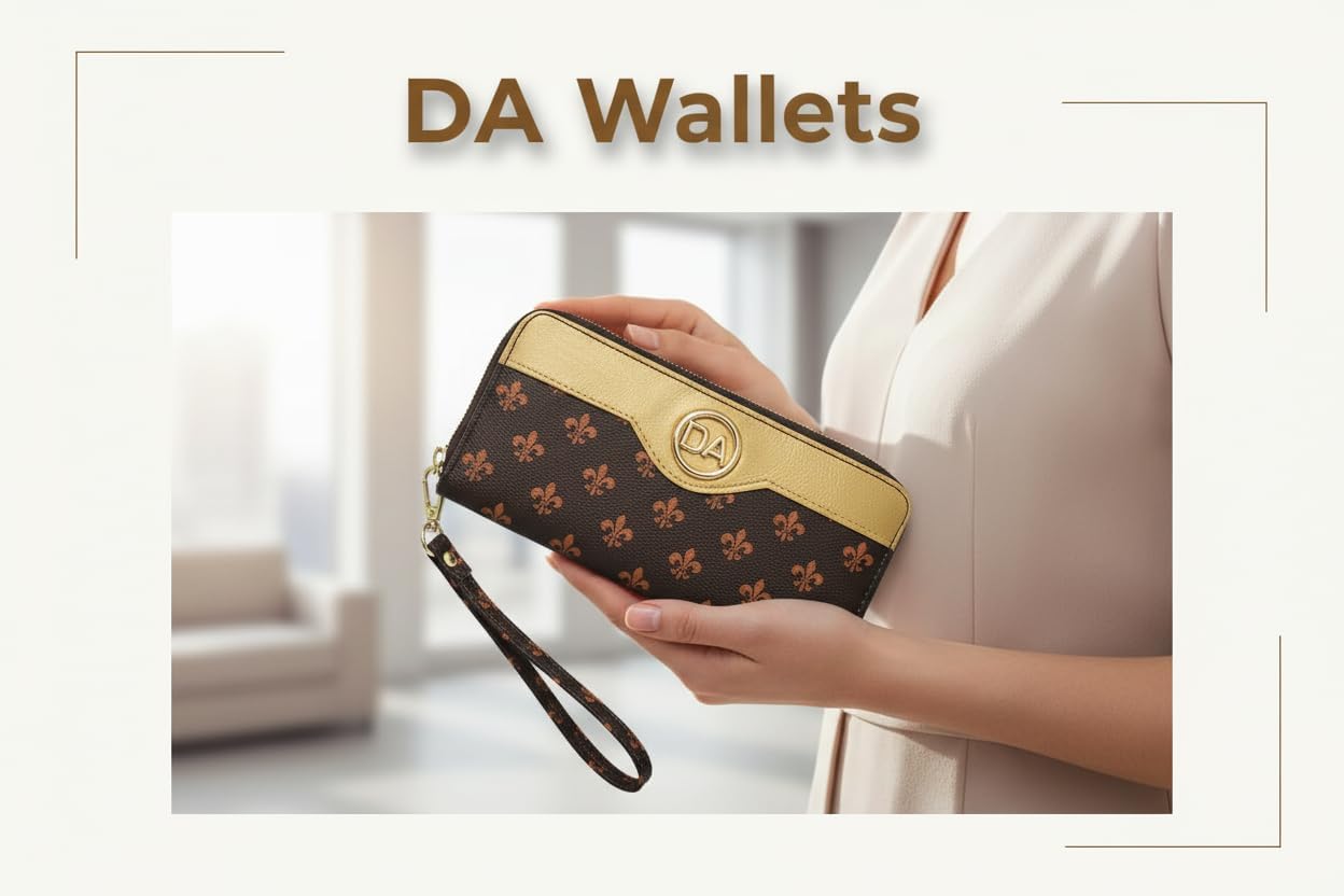 Women's Designer Wallet RFID Blocking DA Leather Wallets Large Phone Holder Wristlet wallets for women