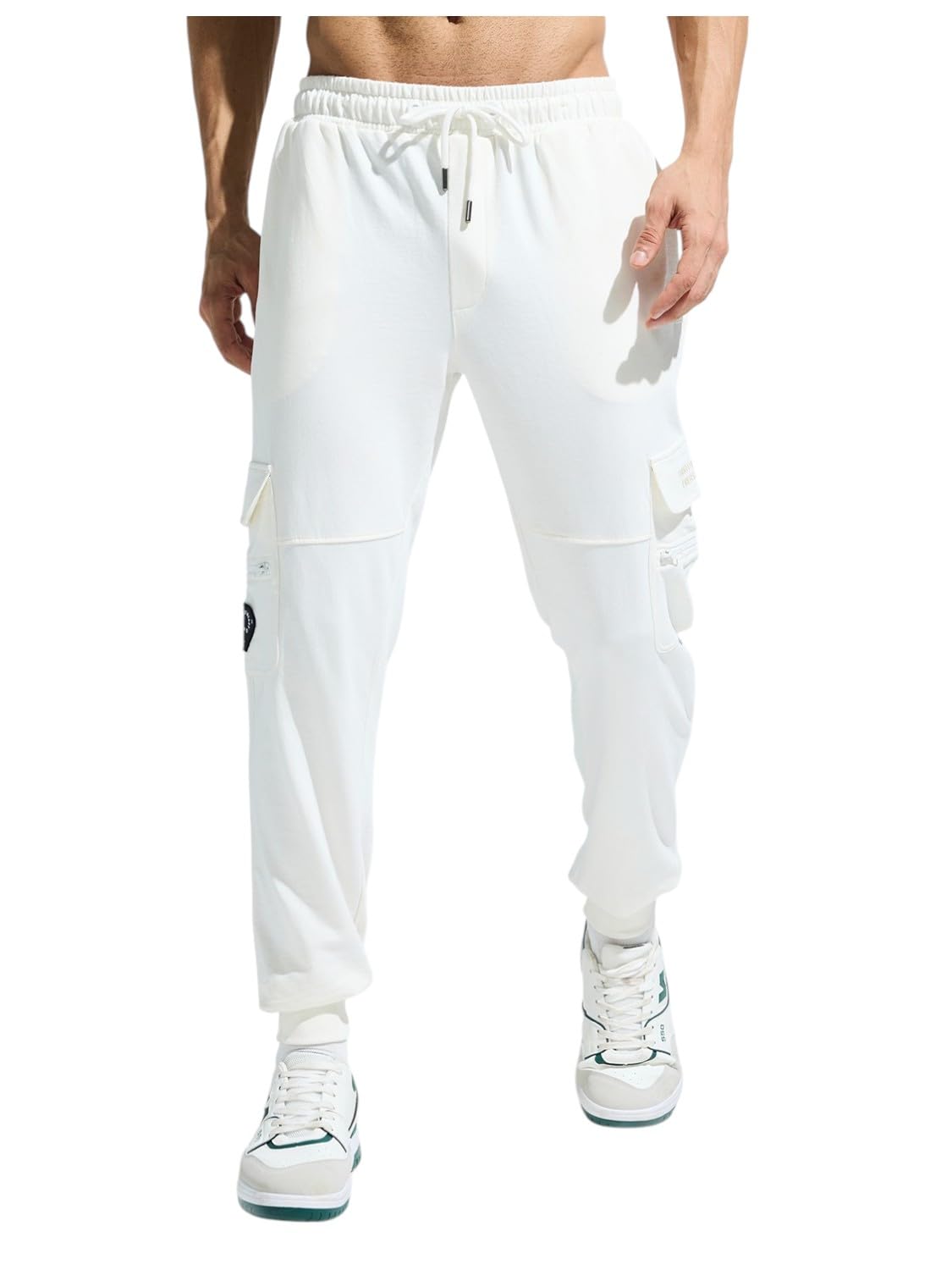 DOMIN8 Men's Stretchable Pure Cotton Cut & Sew Multi-Pocket Breathable Joggers for Everyday Use-picture-45
