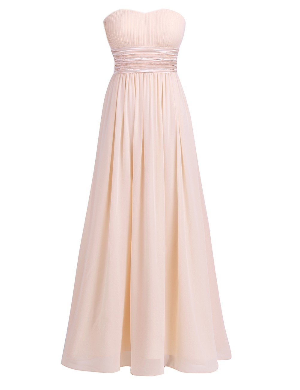 iiniim Women's Elegant Formal Bridesmaids Evening Long Dress Strapless Chiffon Sleeveless Maxi Ball Gown Apricot 16