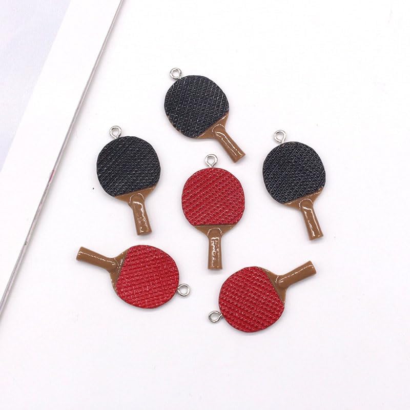 20PC Mini Resin Table Tennis Racket Pendants, Cute Sports Charms for Earrings Necklace Keychain Jewelry Making Supplies image 3