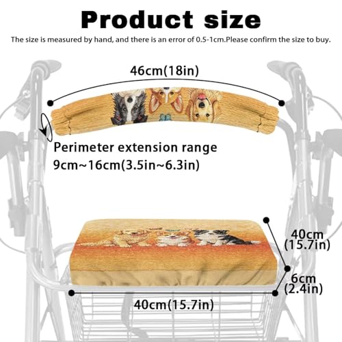 Image of Dog Rollator Backrest and Seat Covers, Soft Adjustable Walker Seat Covers, Universal Accessories for Seniors Women Men