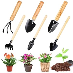 Tuingereedschapsset, 6-delige tuinschep, klein tuingereedschap, schop voor tuingereedschap zoals bloemen, planten, verplanten en aarde losmaken