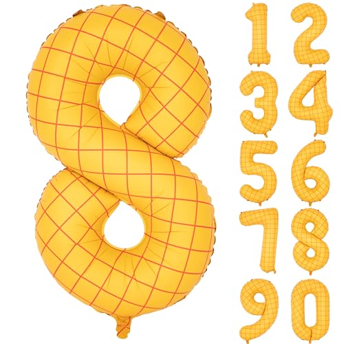 Image of 40 inch Matte Yellow Balloons Toy Inspired Story Theme party Supplies Digital 8 | Number Birthday Decoration, Cowboy Decorations Western, Cowgirl Party Balloon