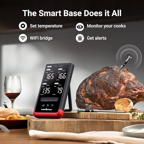 Image of ThermoMaven Smart Bluetooth Wireless Meat Thermometer: Standalone Base, WiFi Unlimited Range, 6 Sensors with NIST Certified Accuracy, 4 Probes for Kitchen, BBQ, Grill, Oven, Smoker, Rotisserie