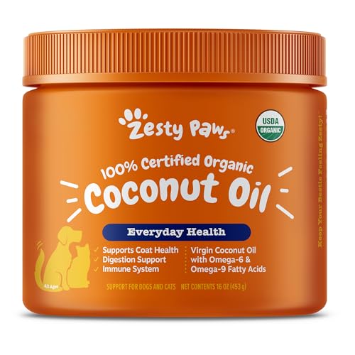 Coconut Oil for Dogs - Certified Organic & Virgin Superfood Supplement - Digestive & Immune Support - 16 OZ