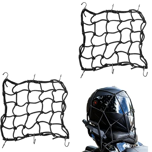 leruiyezs 2 Pc Gepäcknetz Motorrad Dehnbares Sicherungsnetz Mit Haken Für Motorrad 40x40cm E-Bike Trike Fahrrad Robust Elastisch Zur Ladungssicherung Fahrradkorb Netz Netz Für Fahrradkorb Hinten