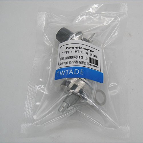 Twtade / 2Pcs Single Turn Rotary Carbon Linear Variable Potentiometer + 2Pcs Knob Wth118-2W 10K Ohm #TOP6