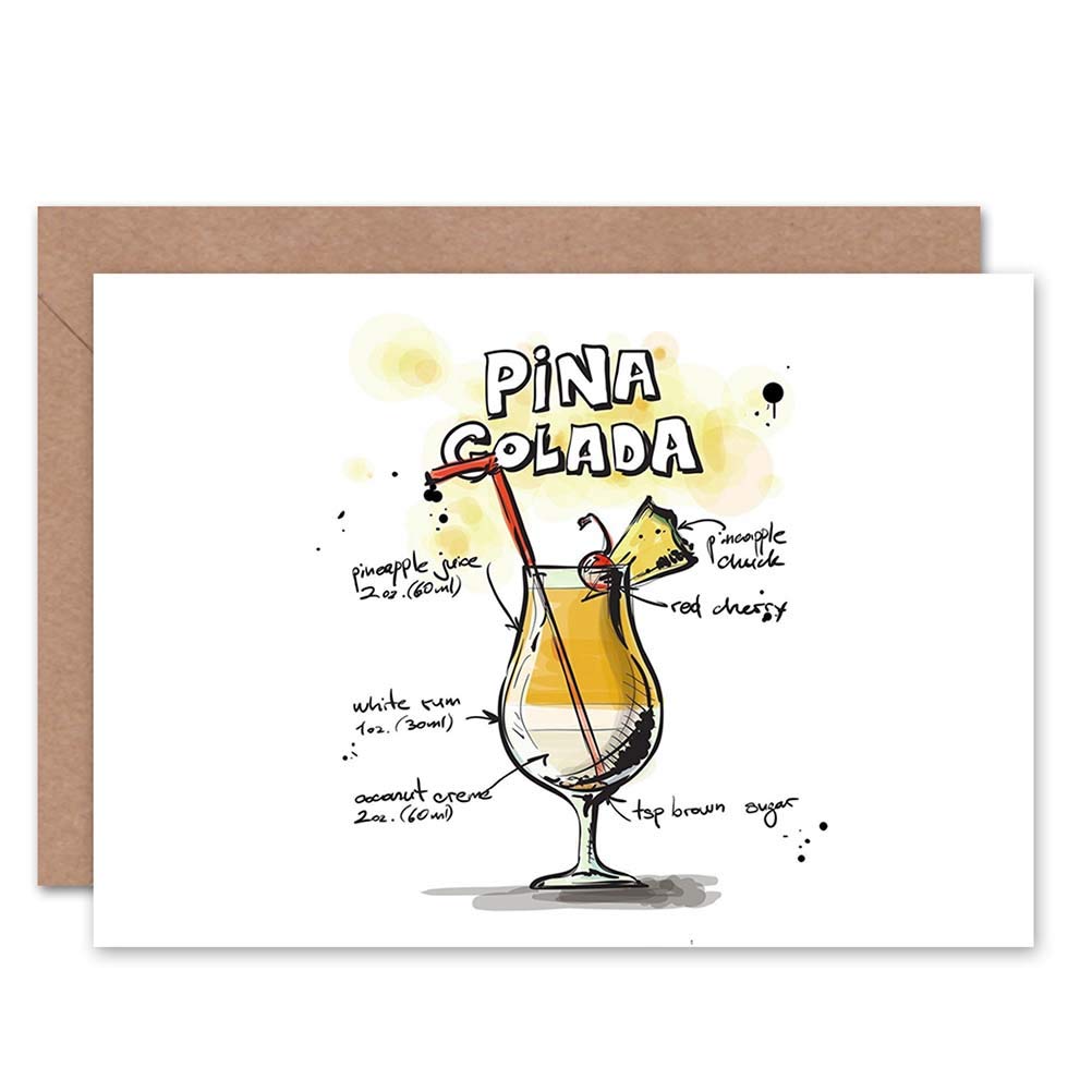 Wee Blue Coo Blue Wee Coo Pina Colada Cocktail Drink Blank Greetings Birthday Card Art