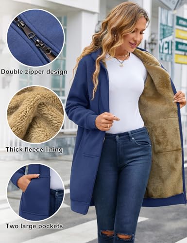 HEEKPEK Women's Long Hoodies Tunic Winter Fleece Jackets Casual Zip up Hoodies Soft Sherpa Sweatshirts Warm Long Coats2