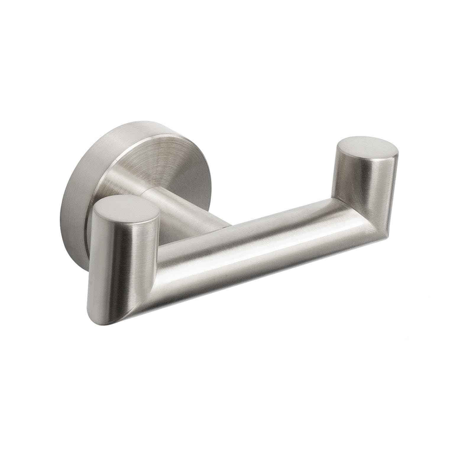 NearMoon Bathroom Double Towel Hook- SUS304 Stainless Steel Robe Towel Holder, Heavy Duty Double Coat Hook for Bathroom Livingroom Kitchen Wall Mounted, 2 Pack (Brushed Nickel)
