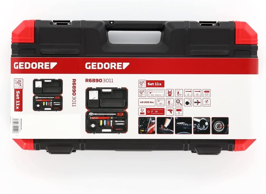 GEDORE red Wheel mounting set, 11-pc. set, Complete, Tool case for auto mechanics, in Plastic case, R68903011