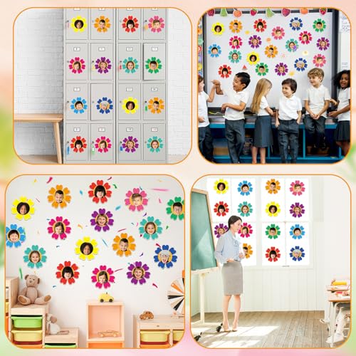 Image of gisgfim 80Pcs Colorful Flower Cutouts Back to School Decorations Bulletin Board Floral Paper Cut-Outs Classroom Decor for Spring Boy Girl DIY Craft Photo Wall Kindergarten Preschool Party Favor Supply