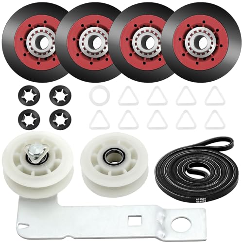 Upgraded 4392067 Dryer Repair Kit & W10837240 Dryer Idler Pulley (with WPW10314173 Roller) Fit for May-tag MEDB835DW4 MGDB835DW4 MEDB855DC4 Whirl-pool Duet Ken-more Elite Dryer Parts By Fetechmate