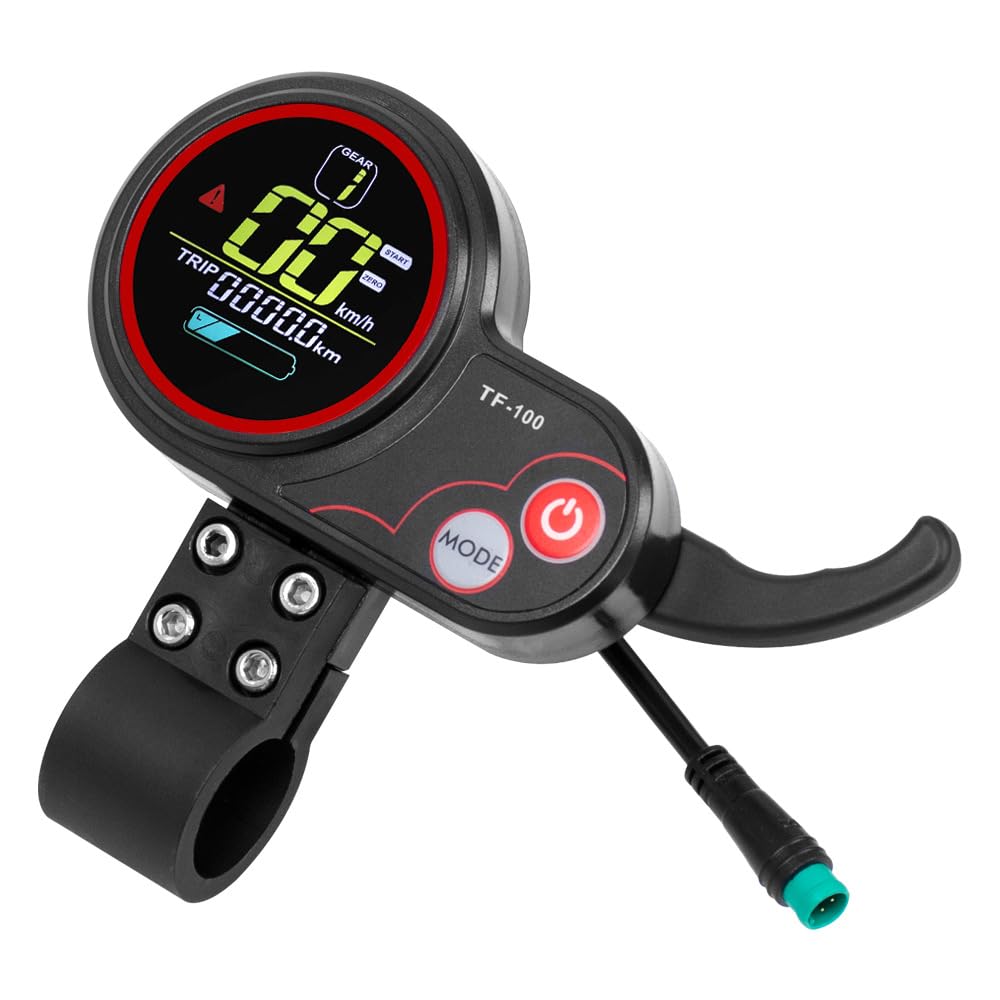 TF-100 5 Pin Electric Scooter LCD Display and Thumb Throttle, 36V-48V Ebike Thumb Throttle Controller with Waterproof Speedometer LCD Display Panel for Kugoo M4 Electric Bike Scooter Controller