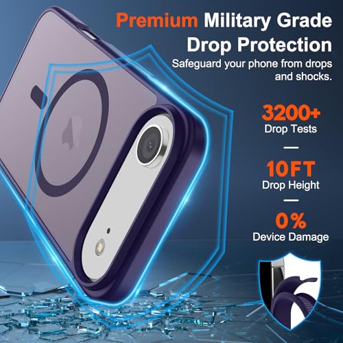 Image of SUPFINE Magnetic for iPhone Air Case (Compatible with MagSafe)(Military Grade Drop Protection) Slim Translucent Matte Shockproof with Anti-Fingerprint Phone Cover for 17 Air,Dark Purple