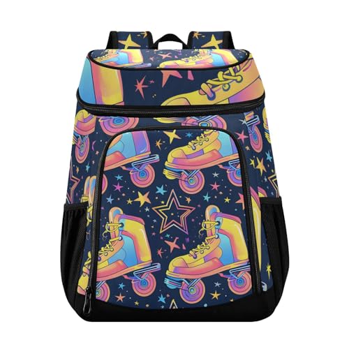 Retro Rollers Skates Disco Cooler Backpack Cooler Insulated Leak Proof Lunch Backpack 36 Cans Waterproof Soft for Men Women Picnic Hiking Camping Beach