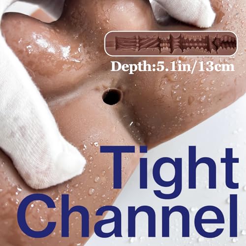 Image of Male Dildo Sex Doll Torso for Adult Women, Hands Free TPE Female Masturbator for Masturbation, Dark Brown Long Dildo Real Love Doll Torso for Men Gay Bottom Anal, Unisex Adult Toy, Flat Stable Base