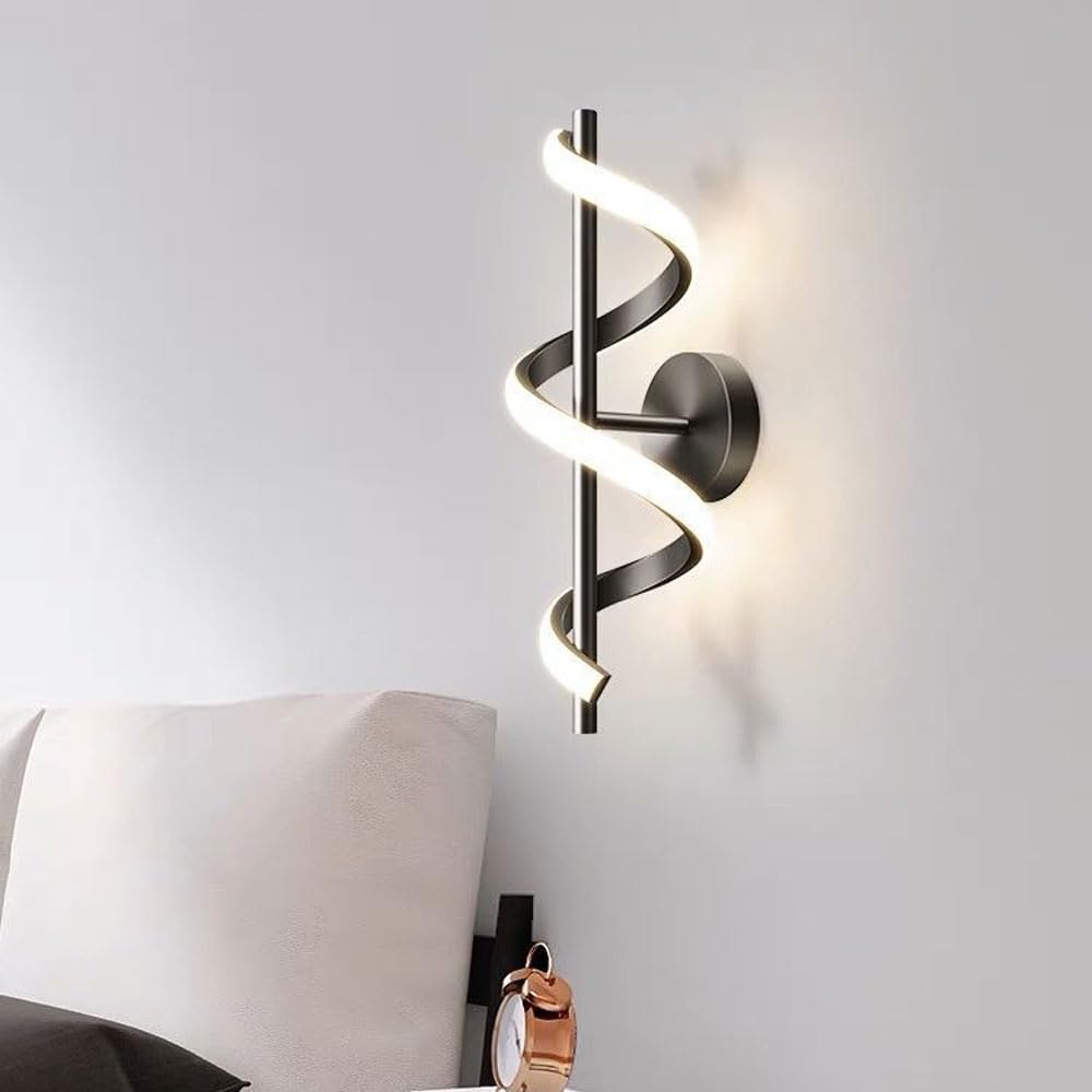 12W Nowoczesne kinkiety ścienne Led - Spiralna lampa do wnętrz sypialni, Liviroom, biura, restauracji, korytarza - elegancka aluminiowa ściana