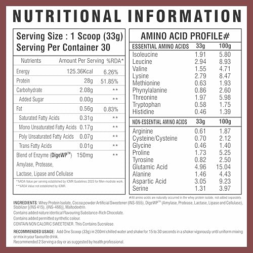 Image of M B Muscle Builder's Whey Protein Isolate 28g Protein, 7g BCAA with added digestive enzymes, Pre Workout or Post Workout, Quick Absorbing & Fast Digesting Whey, Irish Cream Chocolate Flavour, 2lb